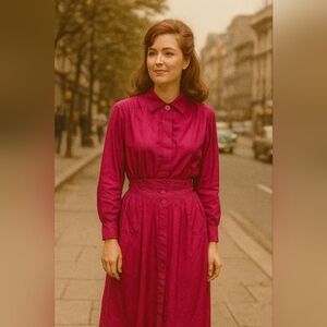 Vintage Susan Bennett Elegant Pink Women's Midi Dress